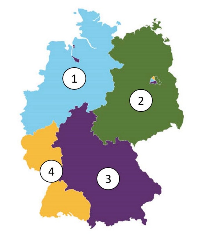 Wie waren die Besatzungszonen Deutschlands nach 1945 verteilt?